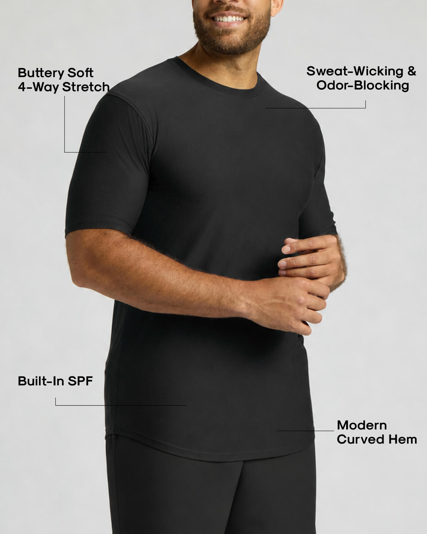 Black Tall Active Curved Hem Crew