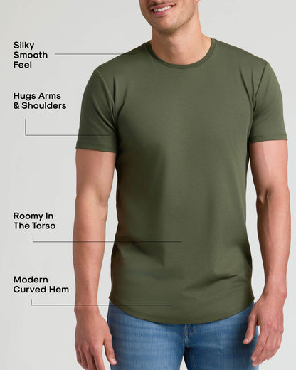 Grove Tall Pima Cotton Blend Curved Hem Crew