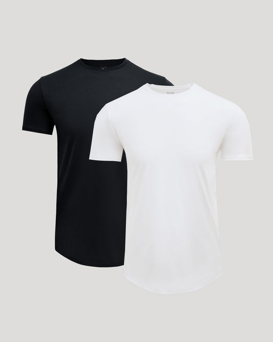 Pima Cotton Blend Curved Hem Crew 2-Pack