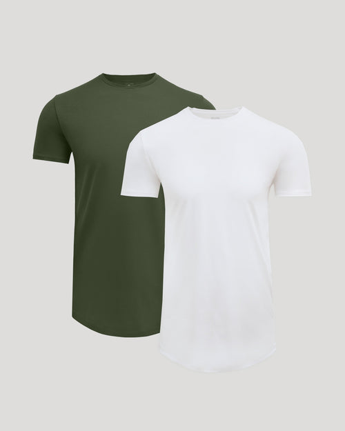 Tall Pima Cotton Blend Curved Hem Crew 2-Pack