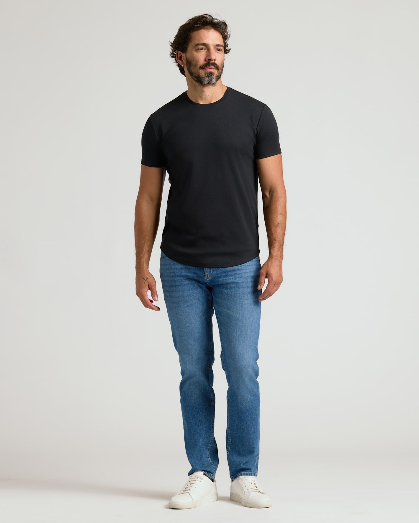 Pima Cotton Blend Curved Hem Crew 4-Pack