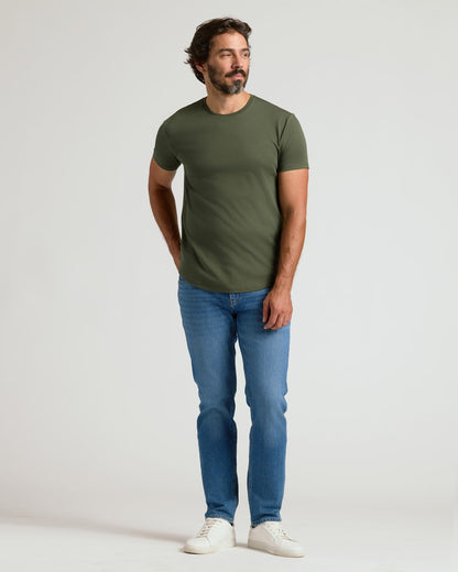 Pima Cotton Blend Curved Hem Crew 4-Pack