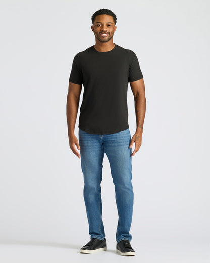 All Black Classic Curved Hem Crew Neck 3-Pack