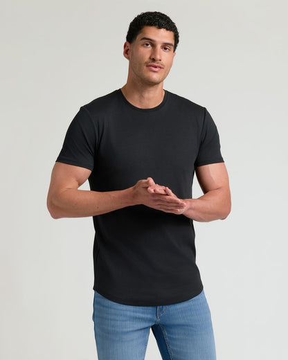 Tall Pima Cotton Blend Curved Hem Crew 2-Pack
