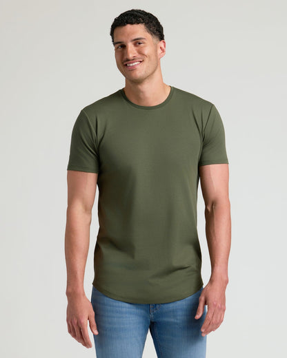 Tall Pima Cotton Blend Curved Hem Crew 2-Pack
